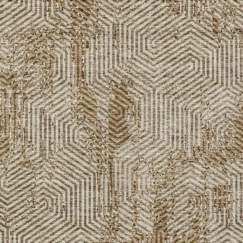 Brown And Beige Geometric Washable Indoor Outdoor Area Rug Photo 7