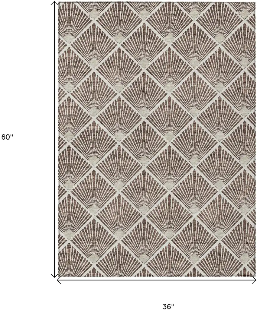 Brown And Beige Geometric Washable Indoor Outdoor Area Rug Photo 3