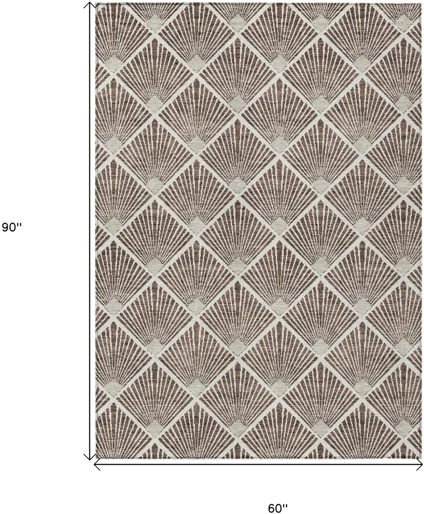 Brown And Beige Geometric Washable Indoor Outdoor Area Rug Photo 3