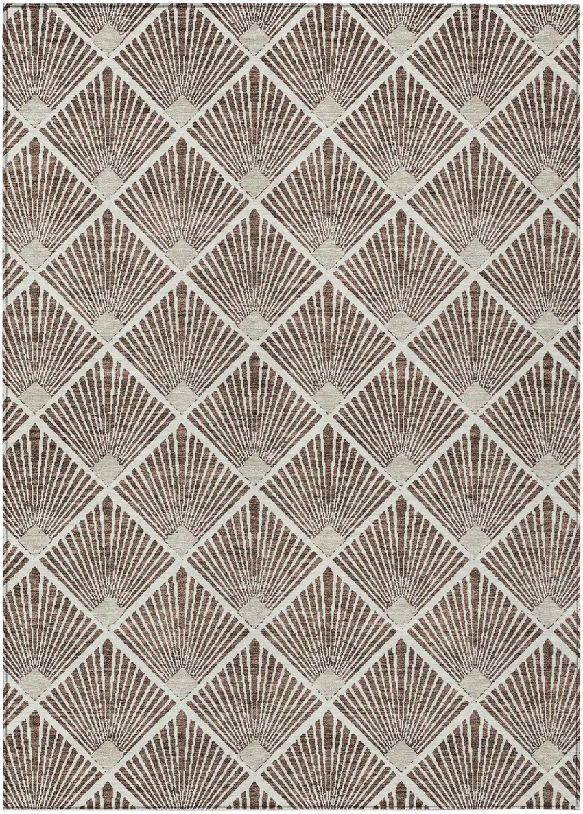 Brown And Beige Geometric Washable Indoor Outdoor Area Rug Photo 2