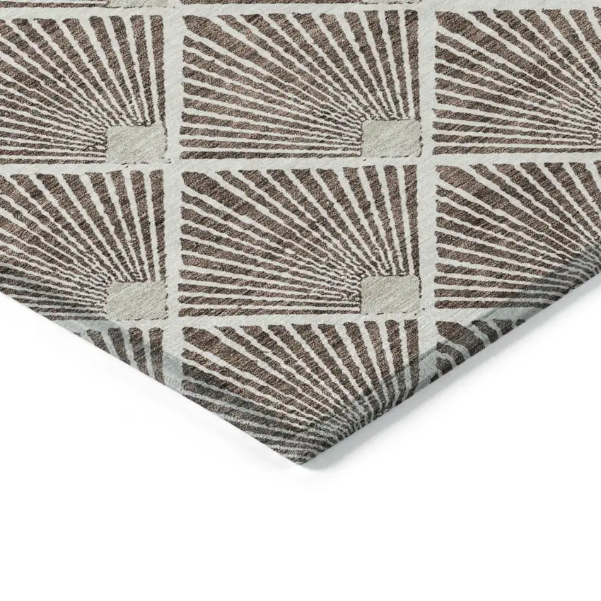 Brown And Beige Geometric Washable Indoor Outdoor Area Rug Photo 5