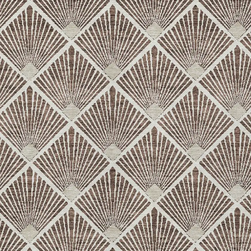 Brown And Beige Geometric Washable Indoor Outdoor Area Rug Photo 6