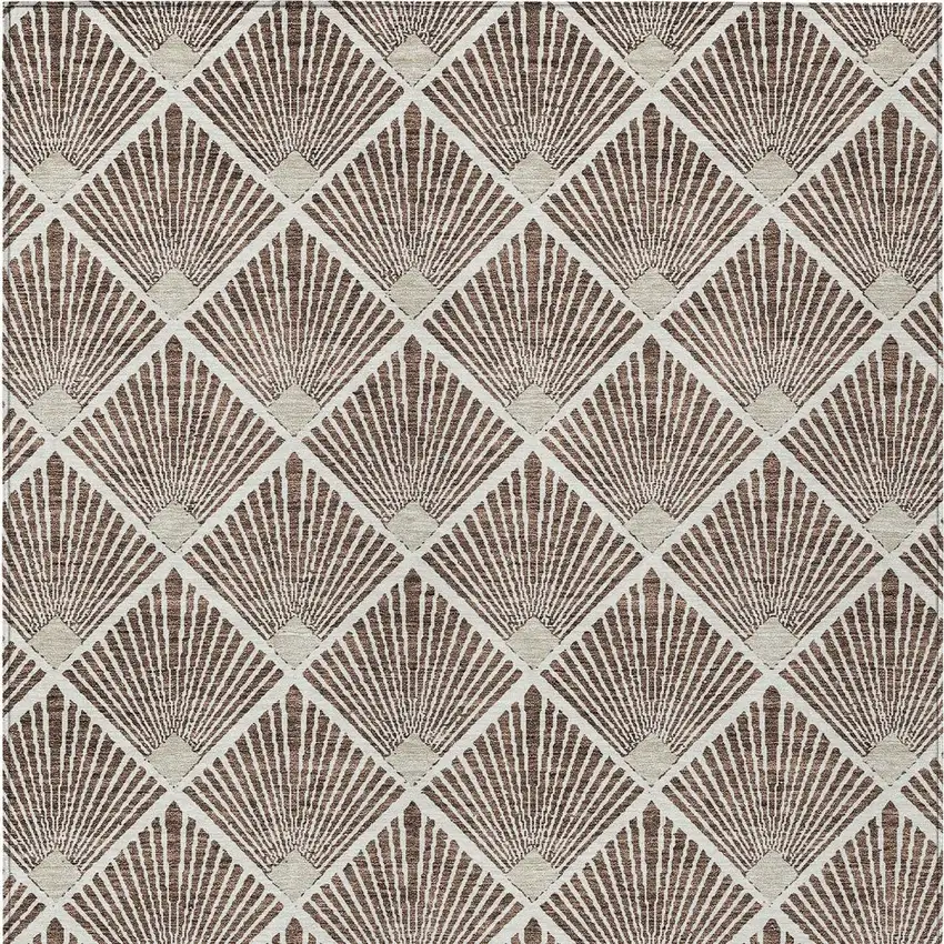 Brown And Beige Geometric Washable Indoor Outdoor Area Rug Photo 8