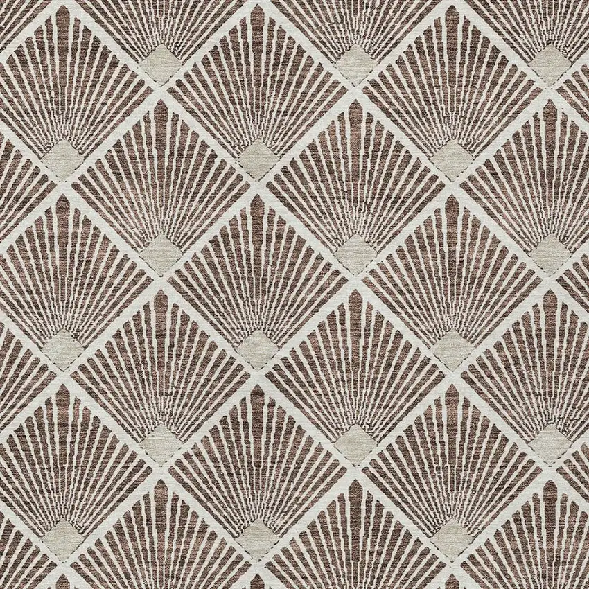 Brown And Beige Geometric Washable Indoor Outdoor Area Rug Photo 6