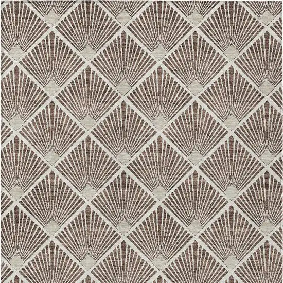 Brown And Beige Geometric Washable Indoor Outdoor Area Rug Photo 7
