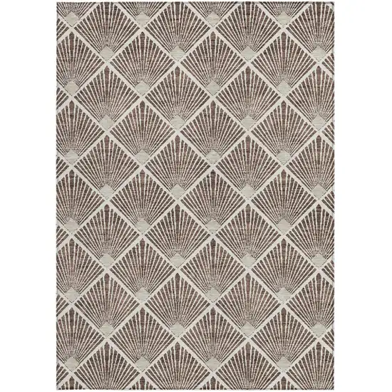 Brown And Beige Geometric Washable Indoor Outdoor Area Rug Photo 8