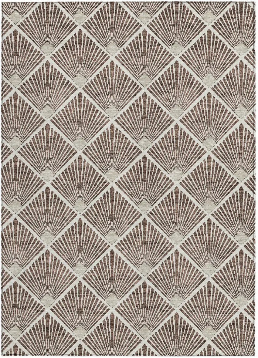 Brown And Beige Geometric Washable Indoor Outdoor Area Rug Photo 8