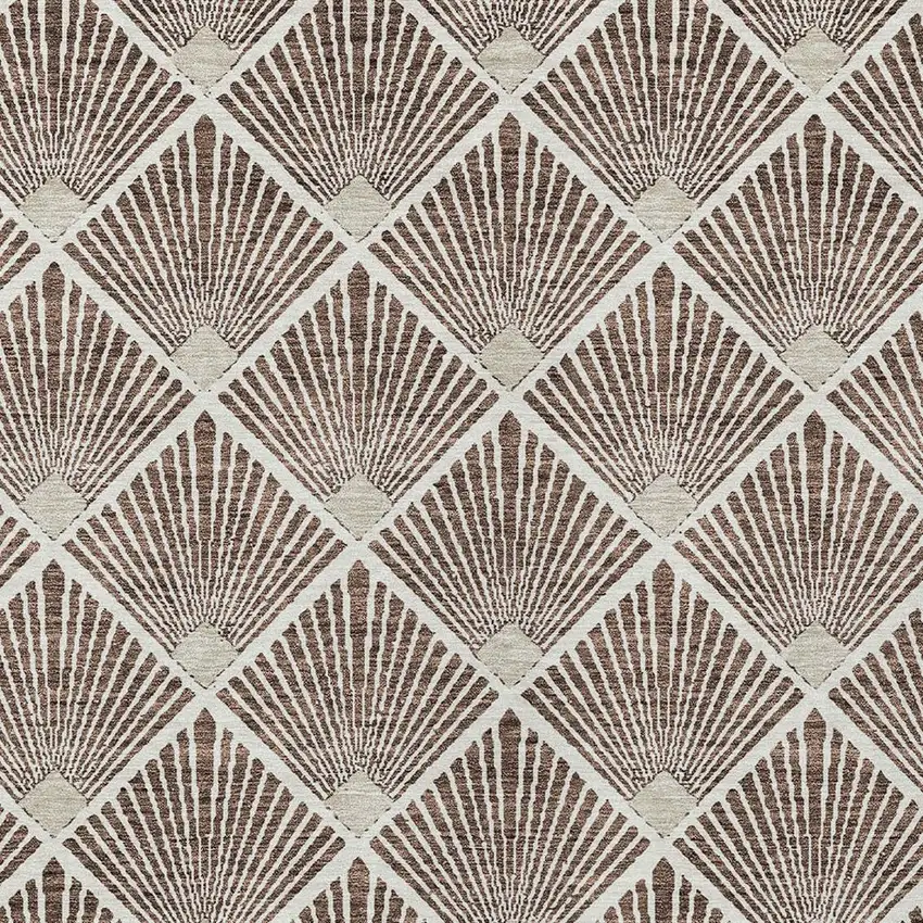 Brown And Beige Geometric Washable Indoor Outdoor Area Rug Photo 6