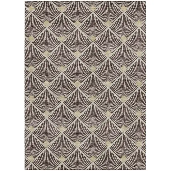 Brown And Beige Geometric Washable Indoor Outdoor Area Rug Photo 8