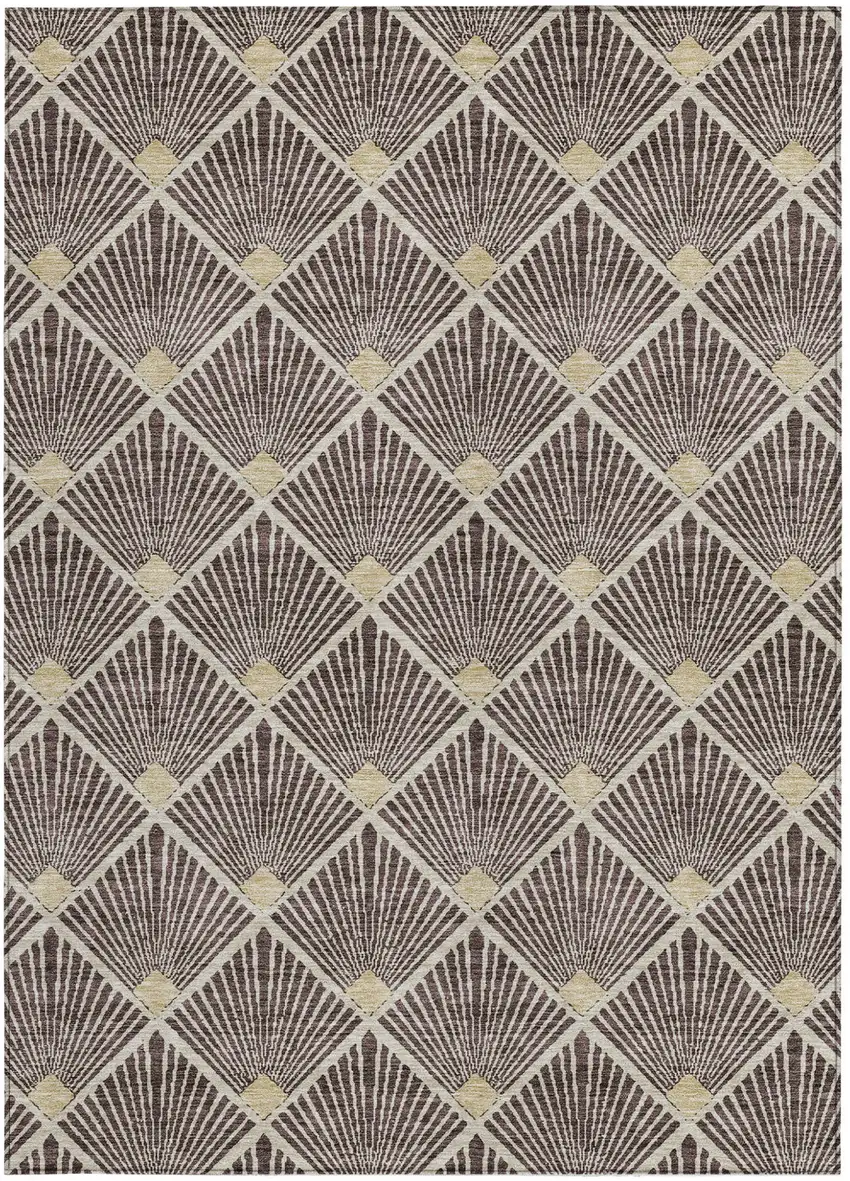 Brown And Beige Geometric Washable Indoor Outdoor Area Rug Photo 8