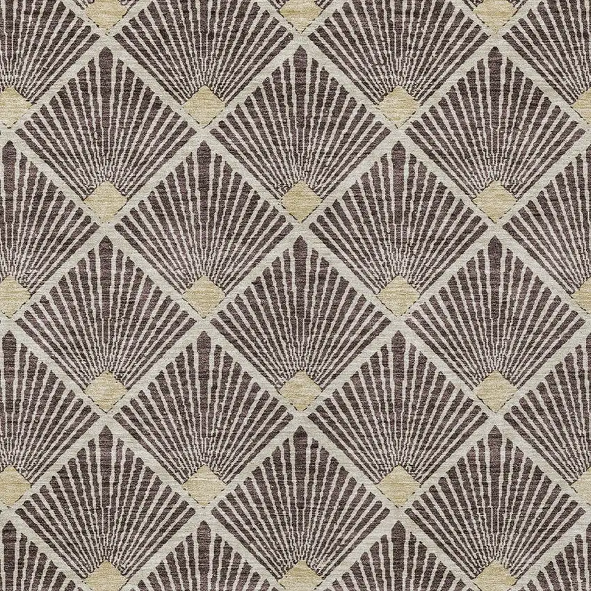 Brown And Beige Geometric Washable Indoor Outdoor Area Rug Photo 6