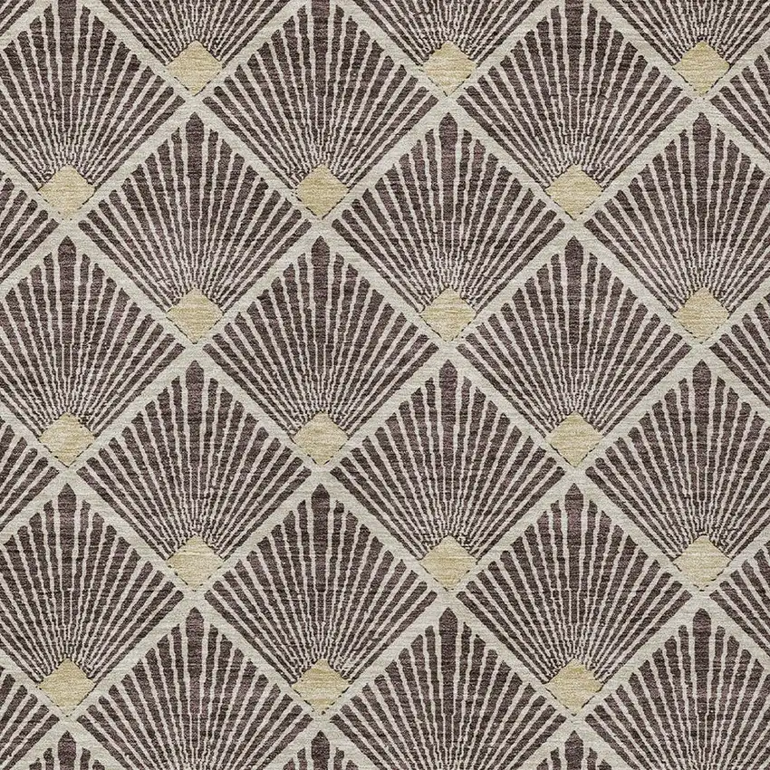 Brown And Beige Geometric Washable Indoor Outdoor Area Rug Photo 6