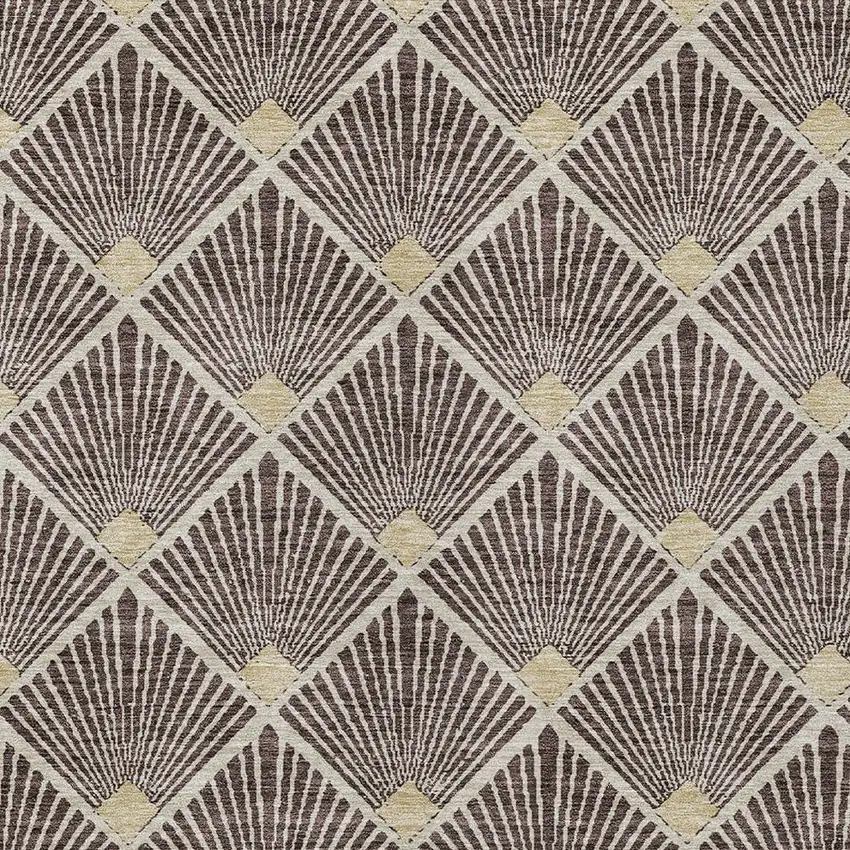 Brown And Beige Geometric Washable Indoor Outdoor Area Rug Photo 6