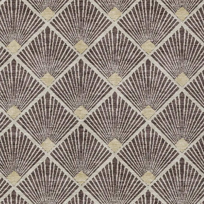 Brown And Beige Geometric Washable Indoor Outdoor Area Rug Photo 6