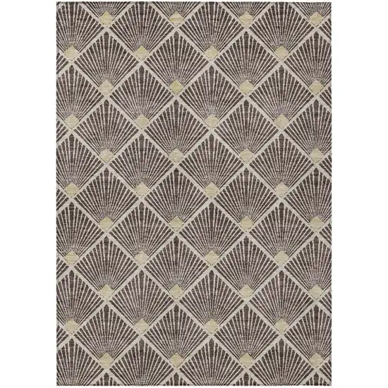 Brown And Beige Geometric Washable Indoor Outdoor Area Rug Photo 2