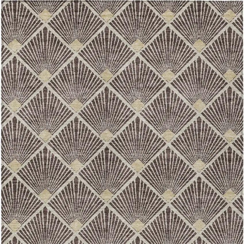 Brown And Beige Geometric Washable Indoor Outdoor Area Rug Photo 8
