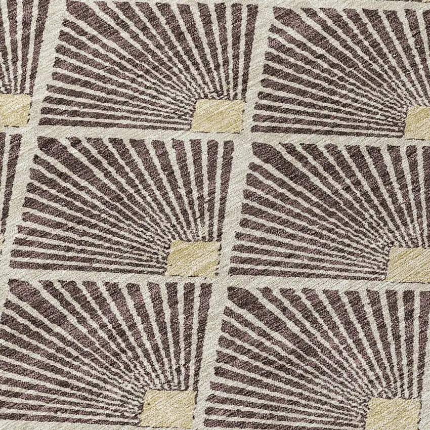 Brown And Beige Geometric Washable Indoor Outdoor Area Rug Photo 7