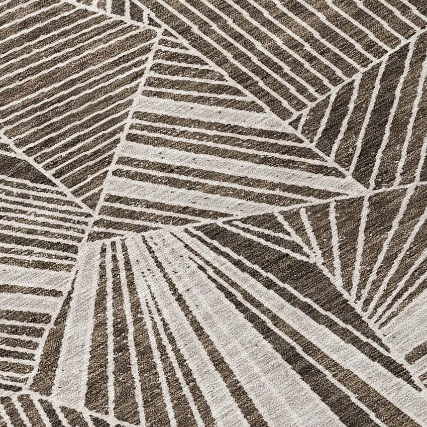 Brown And Beige Geometric Washable Indoor Outdoor Area Rug Photo 7