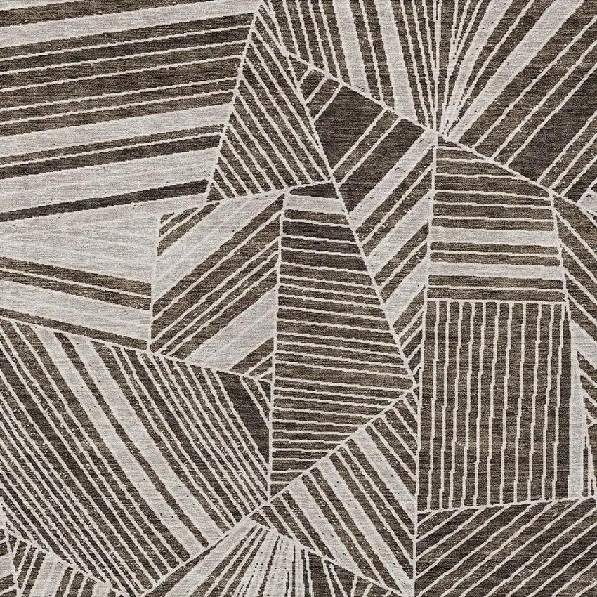 Brown And Beige Geometric Washable Indoor Outdoor Area Rug Photo 6