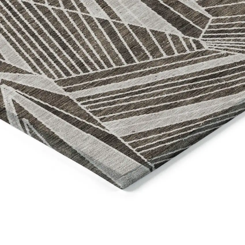 Brown And Beige Geometric Washable Indoor Outdoor Area Rug Photo 5