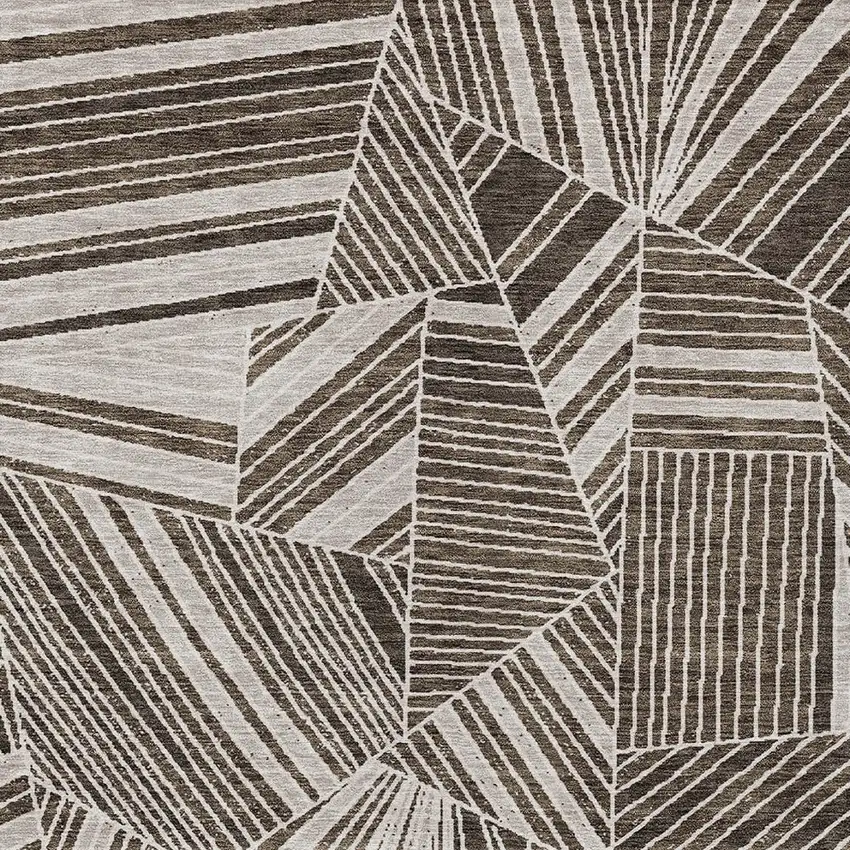Brown And Beige Geometric Washable Indoor Outdoor Area Rug Photo 6