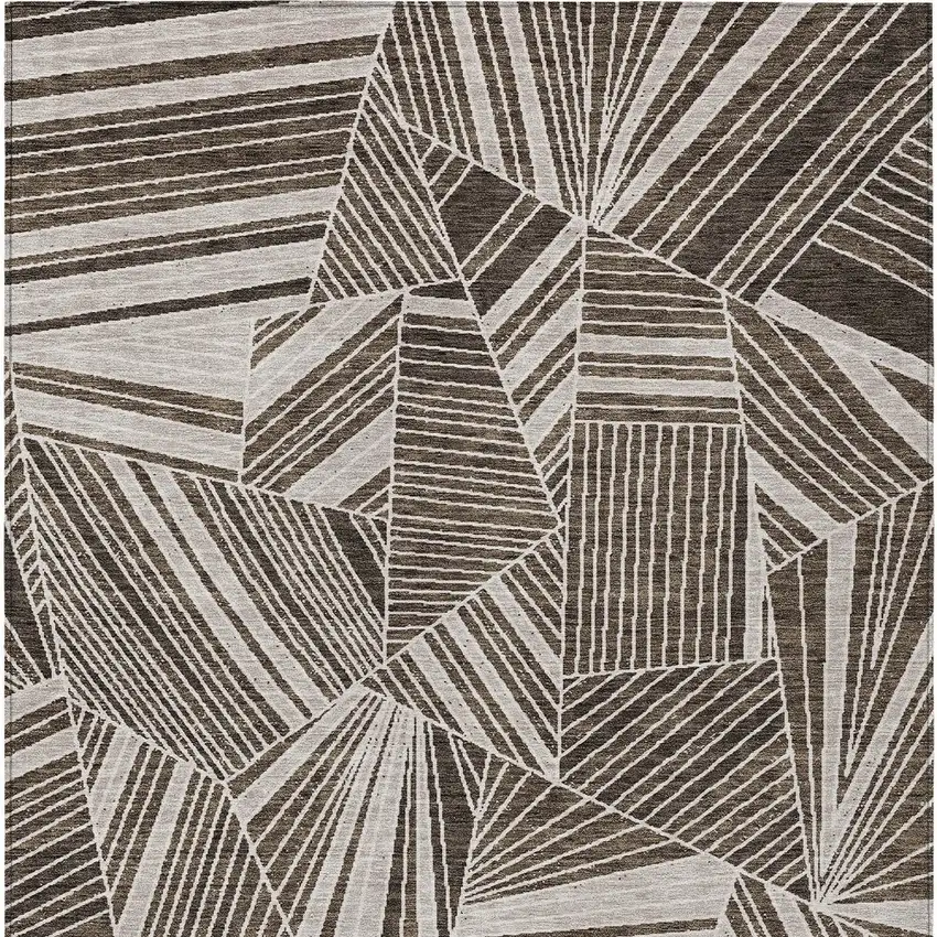 Brown And Beige Geometric Washable Indoor Outdoor Area Rug Photo 8