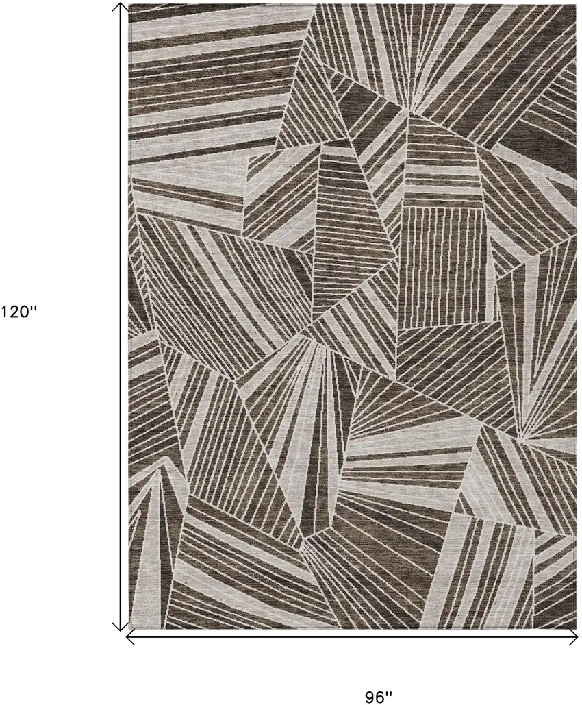 Brown And Beige Geometric Washable Indoor Outdoor Area Rug Photo 3