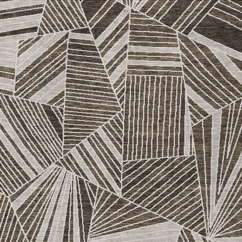 Brown And Beige Geometric Washable Indoor Outdoor Area Rug Photo 6