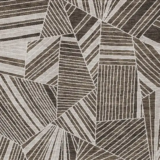 Brown And Beige Geometric Washable Indoor Outdoor Area Rug Photo 6