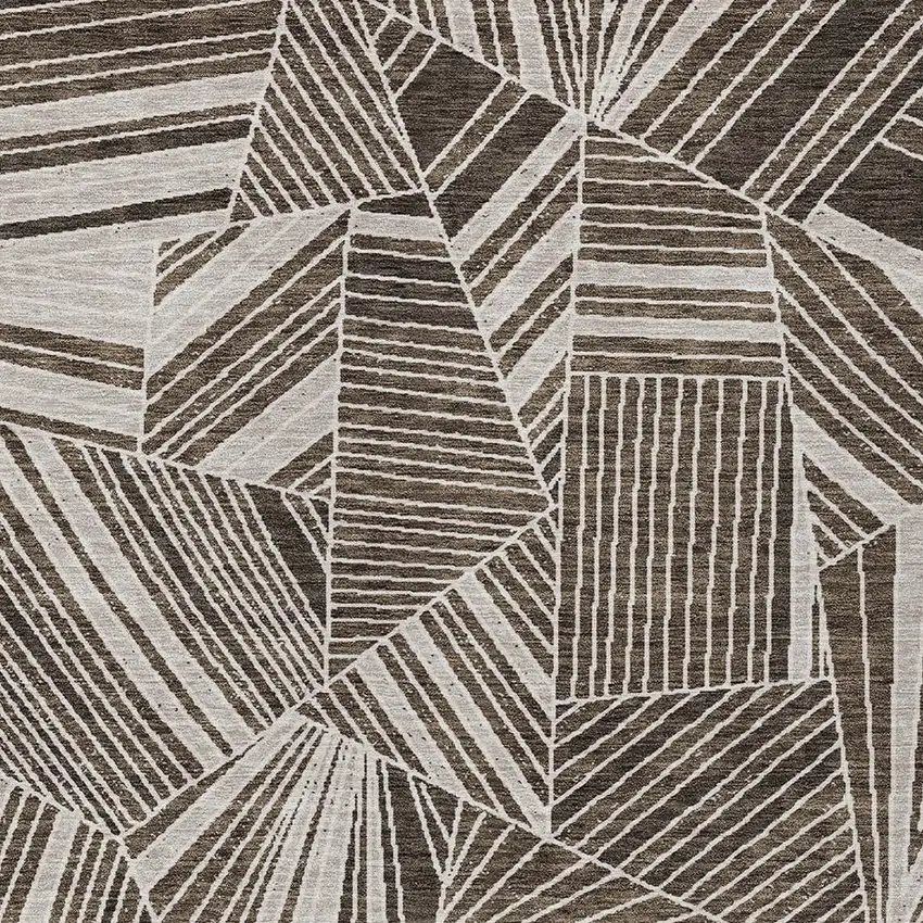 Brown And Beige Geometric Washable Indoor Outdoor Area Rug Photo 6