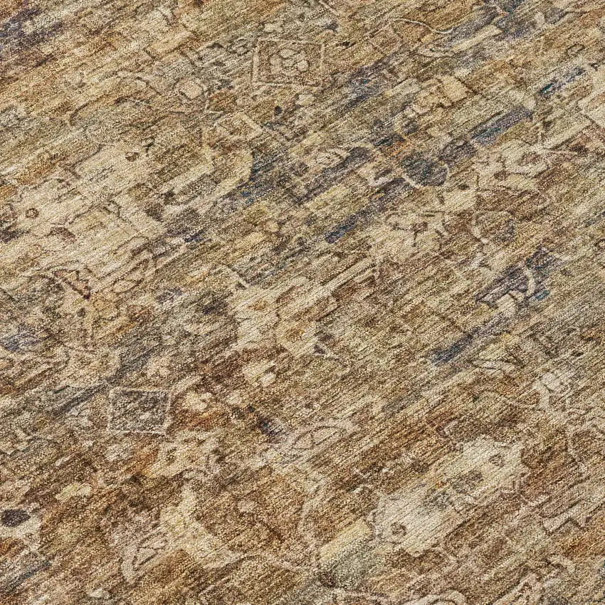 Brown And Beige Ikat Washable Indoor Outdoor Area Rug Photo 6