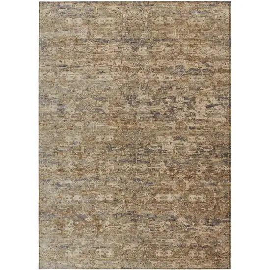 Brown And Beige Ikat Washable Indoor Outdoor Area Rug Photo 4