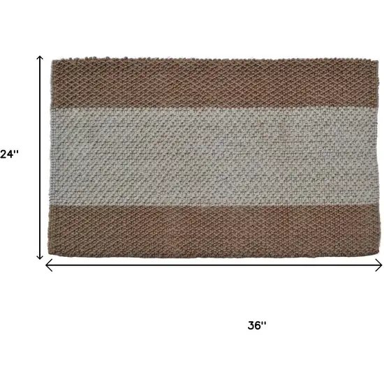 Brown And Beige  Jute Striped Hand Woven Area Rug Photo 5