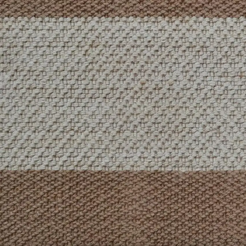 Brown And Beige  Jute Striped Hand Woven Area Rug Photo 4