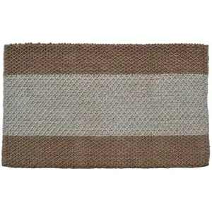 Photo of Brown And Beige  Jute Striped Hand Woven Area Rug