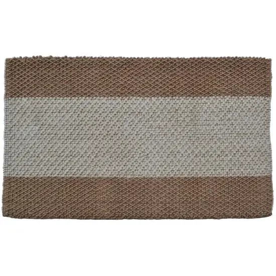 Brown And Beige  Jute Striped Hand Woven Area Rug Photo 1