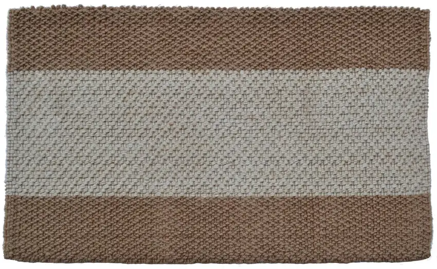 Brown And Beige  Jute Striped Hand Woven Area Rug Photo 1