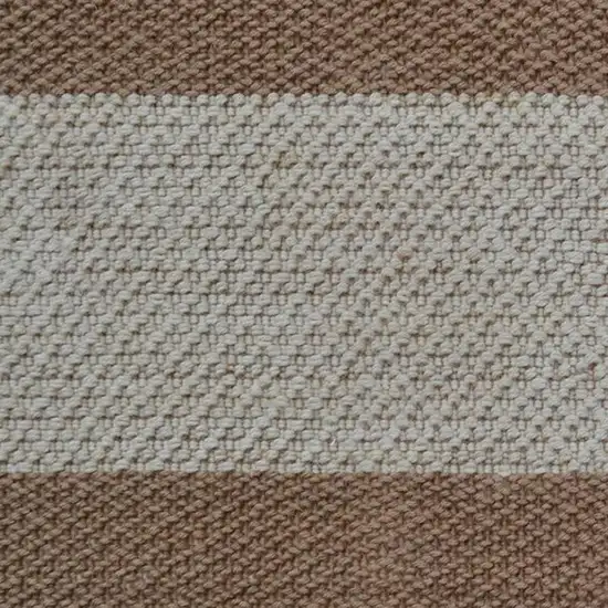 Brown And Beige  Jute Striped Hand Woven Area Rug Photo 3