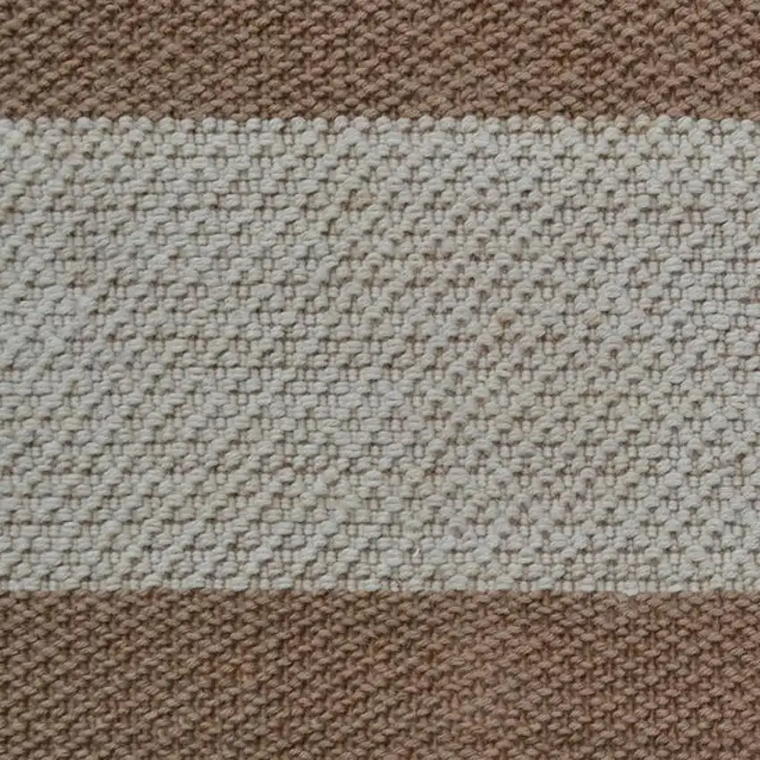 Brown And Beige  Jute Striped Hand Woven Area Rug Photo 3