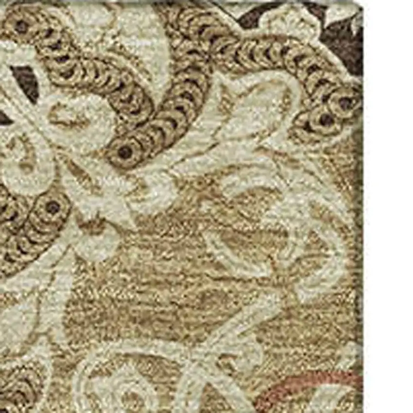 Brown And Beige Medallion Washable Area Rug With UV Protection Photo 4