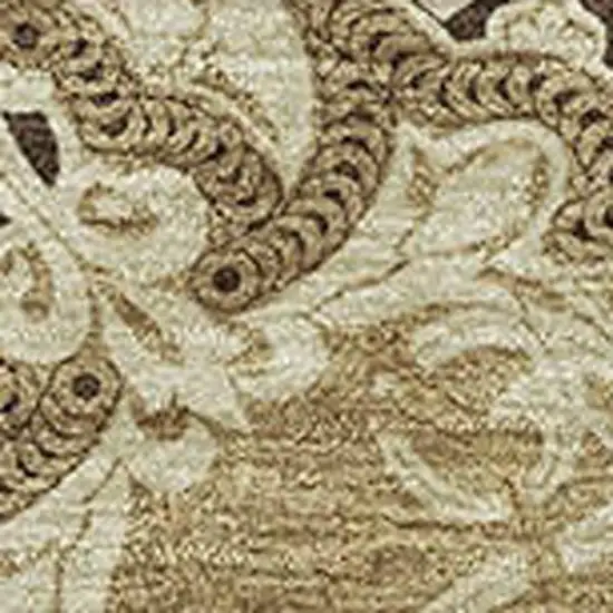 Brown And Beige Medallion Washable Area Rug With UV Protection Photo 3