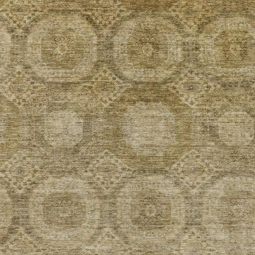 Brown And Beige Medallion Washable Indoor Outdoor Area Rug Photo 4