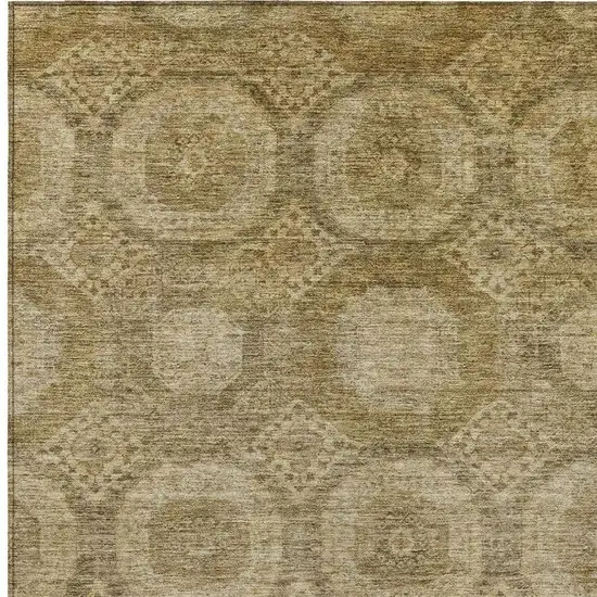 Brown And Beige Medallion Washable Indoor Outdoor Area Rug Photo 4