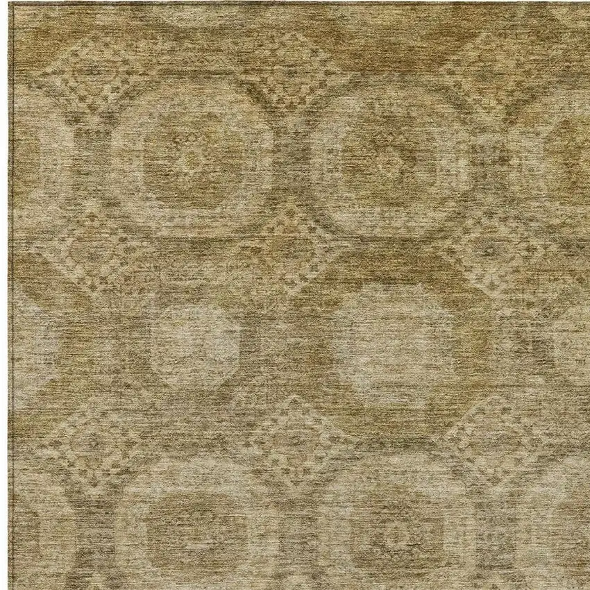 Brown And Beige Medallion Washable Indoor Outdoor Area Rug Photo 4