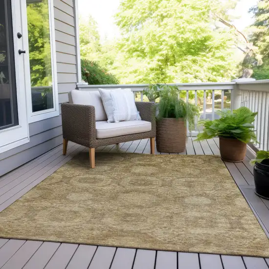 Brown And Beige Medallion Washable Indoor Outdoor Area Rug Photo 9