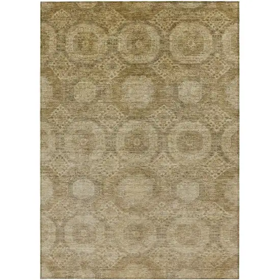 Brown And Beige Medallion Washable Indoor Outdoor Area Rug Photo 3