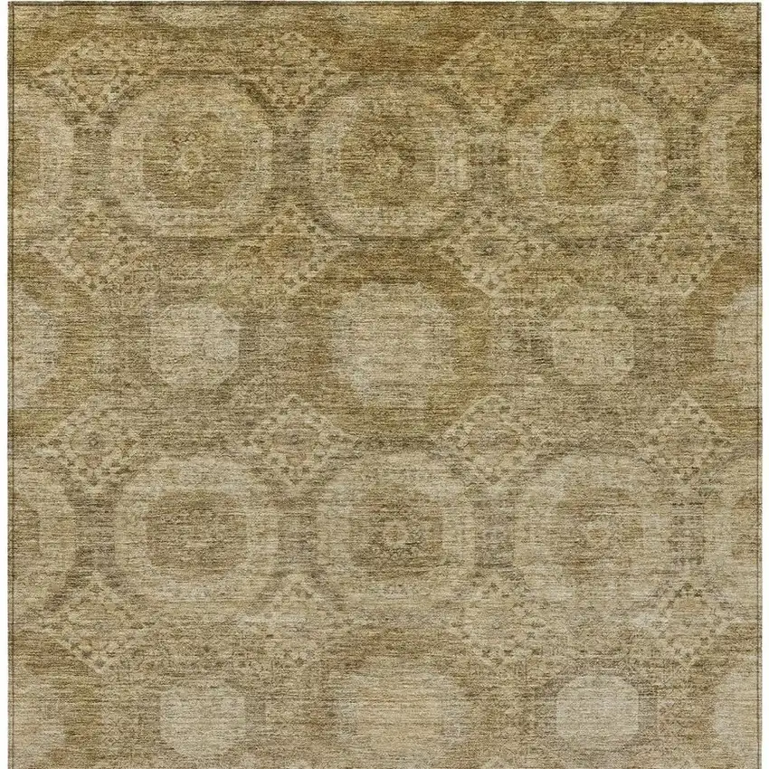 Brown And Beige Medallion Washable Indoor Outdoor Area Rug Photo 4