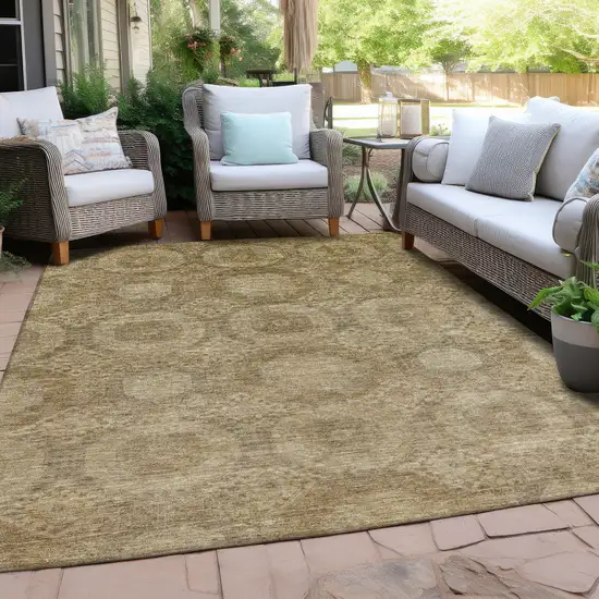 Brown And Beige Medallion Washable Indoor Outdoor Area Rug Photo 6