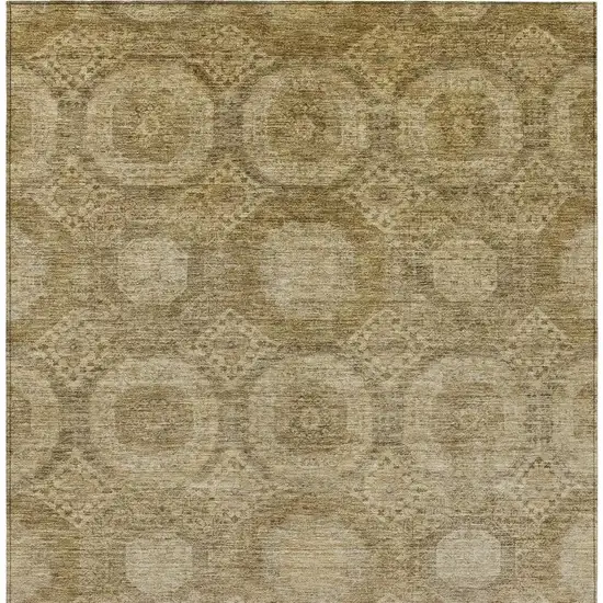Brown And Beige Medallion Washable Indoor Outdoor Area Rug Photo 4