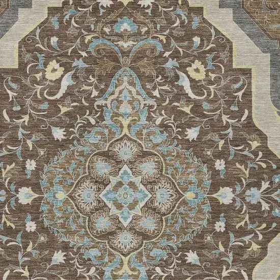 Brown And Beige Medallion Washable Indoor Outdoor Area Rug Photo 3